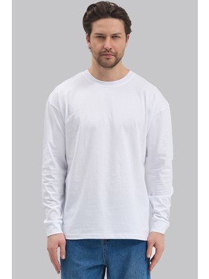 Mencod 5615 Erkek Uzun Kollu Basic T-Shirt %100 Pamuk Regular Fit Bisiklet Yaka Sweat