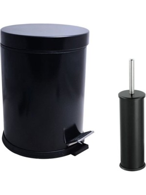 PremiumPort Modern 2'li Mat Siyah Banyo Çöp Kovası Seti, Şık ve Kullanışlı Tasarım