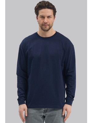 Mencod 5615 Erkek Uzun Kollu Basic T-Shirt %100 Pamuk Regular Fit Bisiklet Yaka Sweat