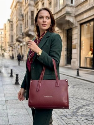 Just Polo Kadın Yeni Sezon Yumuşak Deri Büyük Boy Fermuarlı Lüks Tasarım El Çantası Shopper