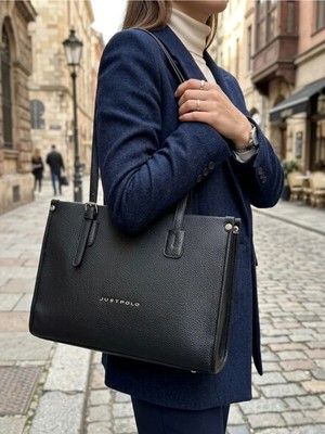 Just Polo Kadın Yeni Sezon Yumuşak Deri Büyük Boy Fermuarlı Lüks Tasarım El Çantası Shopper