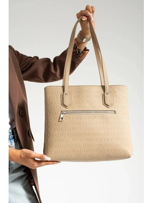 Just Polo Günlük Kombinlere Uygun Kadın Büyük Boy 2 Bölmeli El Çantası Large Tote Bag P344028MH
