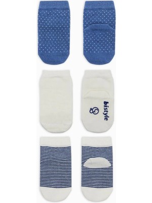 Senka Mey Ithalat® Puanlı Kaymaz Penye Soket Çorap 3'lü BS10108 Indigo(Adet Fi̇yatidir)