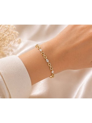 cm Jewelry Zirkon Taşlı Sonsuzluk Bileklik – Gold Şık Kadın Bileklik