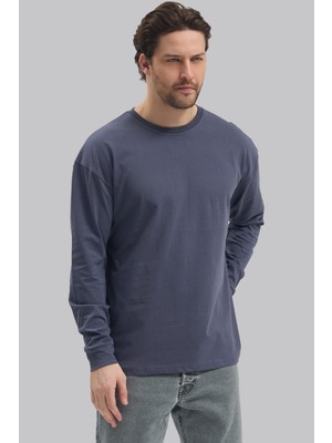 Mencod 5615 Erkek Uzun Kollu Basic T-Shirt %100 Pamuk Regular Fit Bisiklet Yaka Sweat