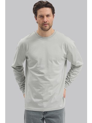 Mencod 5615 Erkek Uzun Kollu Basic T-Shirt %100 Pamuk Regular Fit Bisiklet Yaka Sweat
