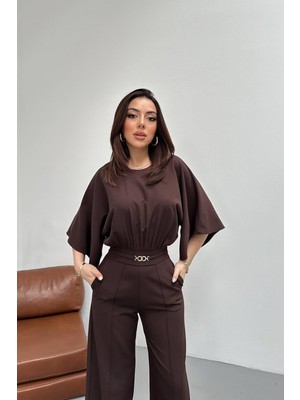 Lokadi Kadın Yeni Sezon Bel Büzgülü Kemerı Aksesuarlı Yarasa Kol Tulum