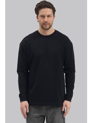 Mencod 5615 Erkek Uzun Kollu Basic T-Shirt %100 Pamuk Regular Fit Bisiklet Yaka Sweat
