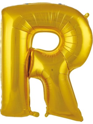 Deniz Parti R Harfi Altın Folyo Balon 34"- 76 cm