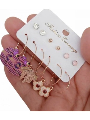 İnci Yolu Bijuteri Kadın 12'li Kombin Halka Küpe