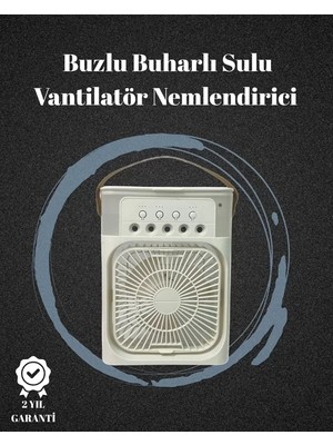 Nemere Ithalat USB Bağlantılı 3'ü 1 Arada Nemlendirici Mini Klima Fan | 7 Renk Işıklı