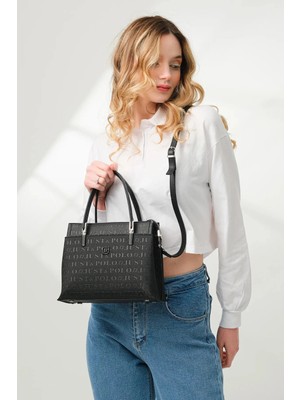 Just Polo Şıklığın ve Zarafetin Buluştuğu Shopper Siyah Kadın El Çantası Shoulder Bag