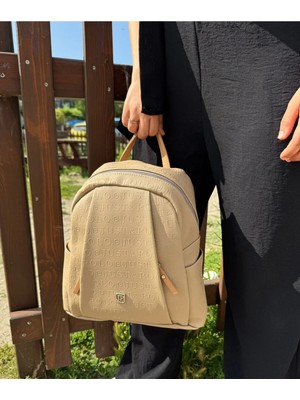 Just Polo Kadın Vizon 9 Gözlü Büyük Boy Sırt Çantası