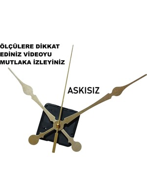 Cnr Shop 14 mm Şaft Boyu Duvar Saati Mekanizması Sessiz Çalışır Büyük Boy Akrep-Yelkovan-Saniye-(Askısız)