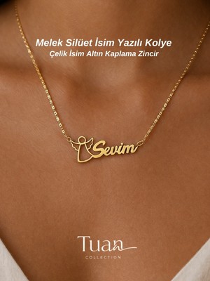 Melek Figür Isim Kolye Kişiselleştirilebilir Kolye Hediye Çelik Zirkon Isim Kolye