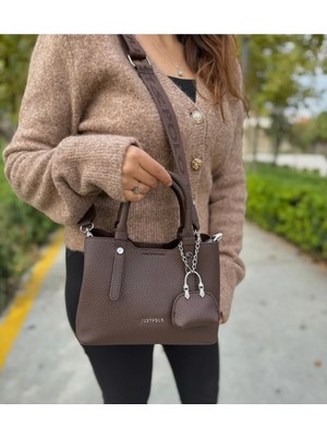 Kadın Orijinal Just Polo Yeni Sezon 3 Bölmeli Yumuşak Deri Şık El ve Omuz Çantası Shopper 22 x 18 cm