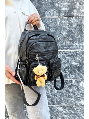 Just Polo Kadın Siyah Orijinal Ithal Çok Gözlü Su Geçirmez Ultra Hafif Sırt Çantası Shopper