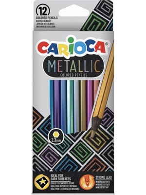 Carioca 12 Renk Metalik Kuru Boya Seti Malzeme ile Koyu Renk Yüzeyler İçin Uygun