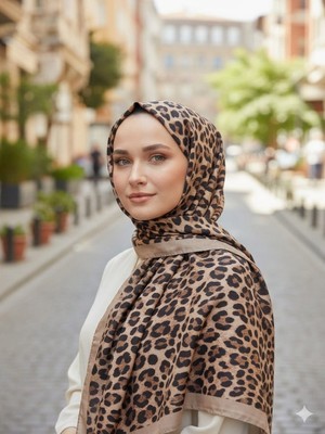Trend Nexus Leopar Desenli Renk Geçişli Digital Soft Şal