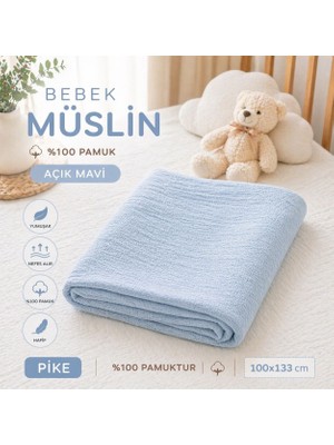 Home %100 Pamuk Bebek Müslin Pike – Yumuşak Dokulu ve Nefes Alan Konfor