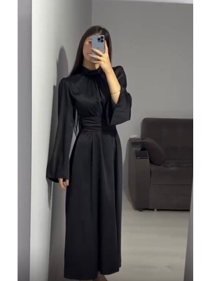 Diloxe Belden Bağlamalı Saten Elbise Abiye