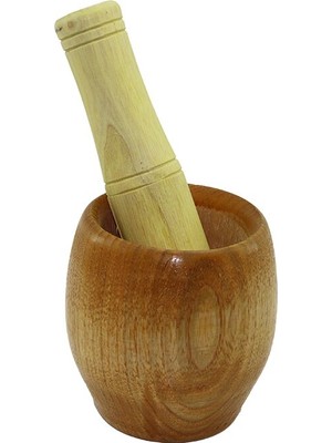 Die Grup Ahşap Bambu Havan Sarımsak Dövecek Ç: 7cm--D: 5.8cm--Y: 8.5cm  Fileli Ambalaj (5501)