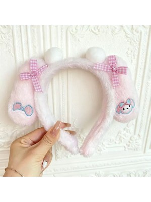 Pembe My Melody Kız Çocuk Peluş Taç Tavşan Kulaklı Peluş Kawaii Fiyonk Çocuk Bandı
