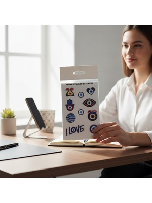 Telefon ve Tablet Için Yapışkanlı Stickere Nazar Tema