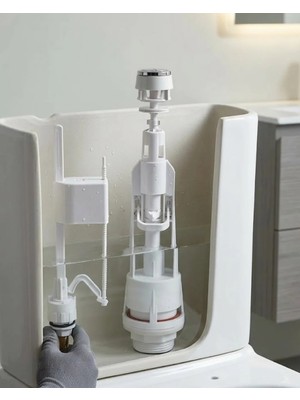 Die Grup Basmalı Vitrifiye Rezervuar Iç Takımı Ayarlanabilir Sessiz Dolumlu Klozet Rezervuar Mekaniz