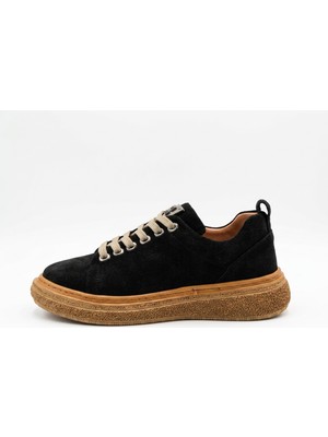 Beety 2685 Hakiki Deri Nubuk Bağlı Kalın Hafif Taban Kadın Sneaker Ayakkabı