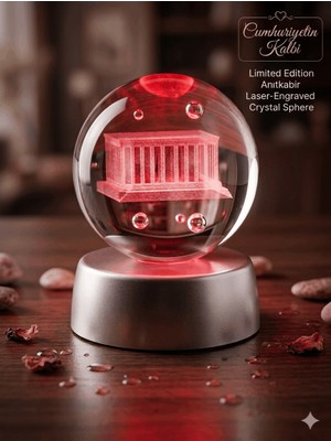 Allwin 3D Anıtkabir Kristal Küre Gece Lambası - Cumhuriyetin Kalbi Özel Seri Işıklı Dekor - Anıtkabit Hologram Cam Küre - Atatürk ve Türkiye Temalı Dekoratif Hediye