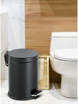 PremiumPort Şık Siyah Metal Çöp Kovası, 3 Litre, Dayanıklı ve Pratik Tasarım