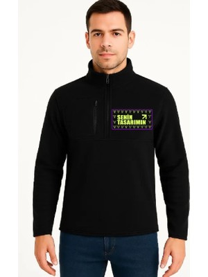 Zenvia Ön Polar Kazak Dik Yaka - Siyah