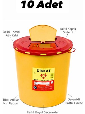 PremiumPort Sarı Tıbbi Atık Kova 25L, Hijyenik ve Güvenli Kullanım, Enfekte Kovası