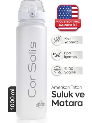 Cor Solis Tritan Suluk Pipetli 1 Litre Sporcu Su Matarası Akıtmaz Sızdırmaz Spor Su Şişesi Sporcu Suluğu Sporcu Matarası Bpa Içermez Kadın Erkek Çocuk Yetişkin Okul Ofis Spor Salonu Gym