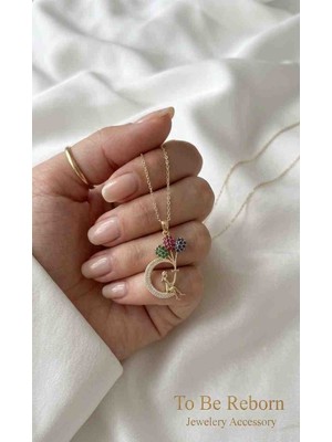 To Be Reborn Çelik Zirkon Taşlı Kolye Balonlu Kız