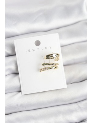 Epilons Gold Renk Zirkon Taşlı Pirinç Kıkırdak Küpe - TJ-BKP11613