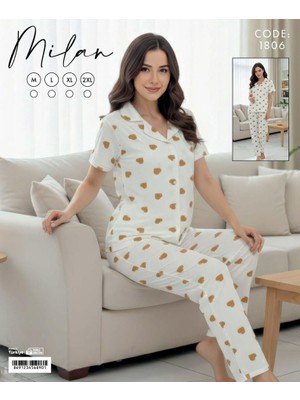 Milan Evde Şıklık Kadın Pijama Takımı Yumuşak Doku