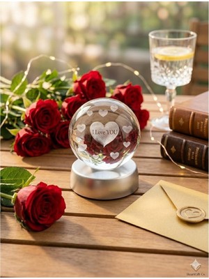 Allwin 3D I Love You Yazılı Kristal Küre , Romantik Gece Lambası , Sevgililer Günü , Yıldönümü Için Işıklı Cam Küre