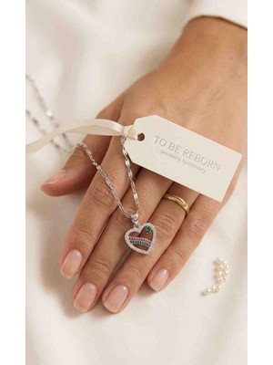 To Be Reborn Zirkon Taşlı Çelik Kolye Kalpli Model