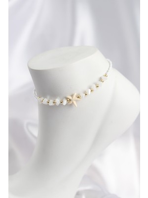 Marsilyan Beyaz Renk Deniz Yıldızı Motifli Halhal - TJ-HH1677