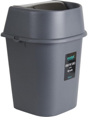 PremiumPort Şık Antrasit 6 Lt Kapaklı Çöp Kovası, Pratik ve Havalı Tasarım