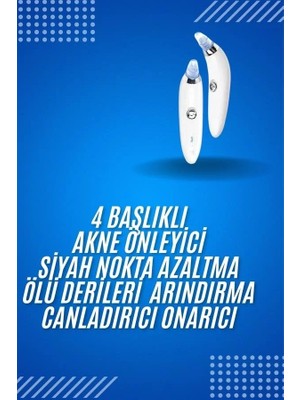 Nemere Ithalat 4 Başlıklı Pilli Vakumlu Siyah Nokta Temizleyici Akne ve Sivilce Önleyici