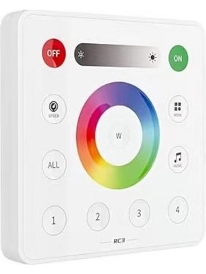 Powerr Led Aydınlatma 5V - 24V Rc3 Rgb ve Rgbw Duvar Paneli 4 Bölge Dimmer Kontrol Uzaktan Kumanda