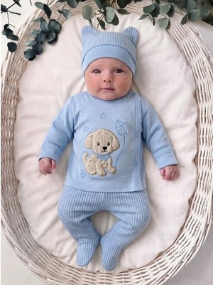 Panfilia %100 Pamuk 0-3 Ay Bebek Hastane Çıkışı 3'lü Set / Yenidoğan / Zıbın