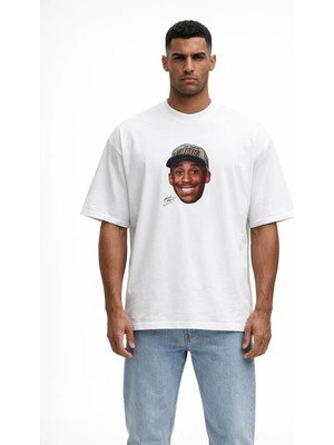 Camblys Unisex Kobe Bryant Yüz Baskılı Oversize Kalın Kumaş Bol Kesim Pamuklu T-Shirt