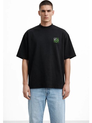 Camblys Unisex Kadın Erkek New Logo Ön Baskılı Oversize Kalın Kumaş Bol Kesim Pamuklu T-Shirt