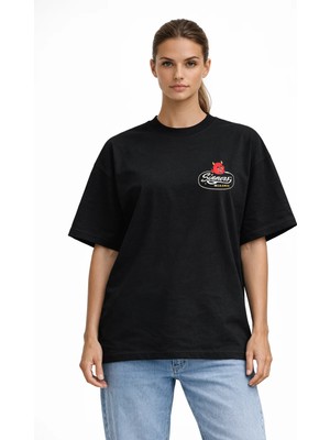 Camblys Unisex Sinner Club Logo Yenı Sezon Baskılı Oversize Kalın Kumaş Bol Kesim Pamuklu T-Shirt
