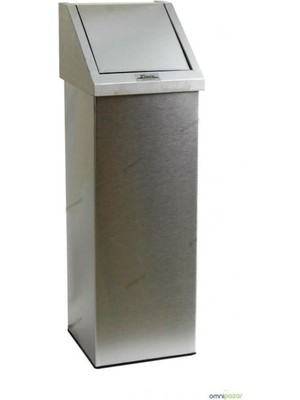 PremiumPort Modern Paslanmaz Çöp Kovası, Kare Yaylı Kapaklı, Dayanıklı ve Şık Tasarım