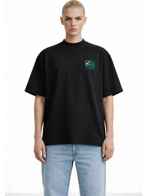 Camblys Unisex Kadın Erkek New Logo Ön Baskılı Oversize Kalın Kumaş Bol Kesim Pamuklu T-Shirt